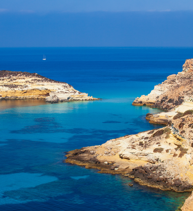 View of the Rabbits Beach or Conigli island, Lampedusa